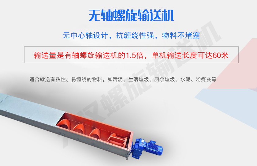 無中心軸設計，抗纏繞性強，物料不堵塞